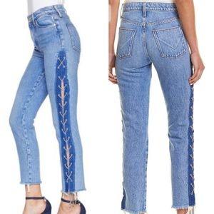 NWT Hudson high rise zoeey lace up crop jeans